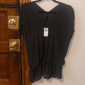 NWT Saks Fifth Avenue Flowy Gray Chiffon Top - S